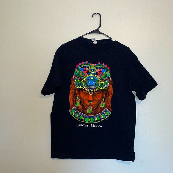 Other - Cancun Mexico Black Short Sleeve Tee with Psychedelic Graphic